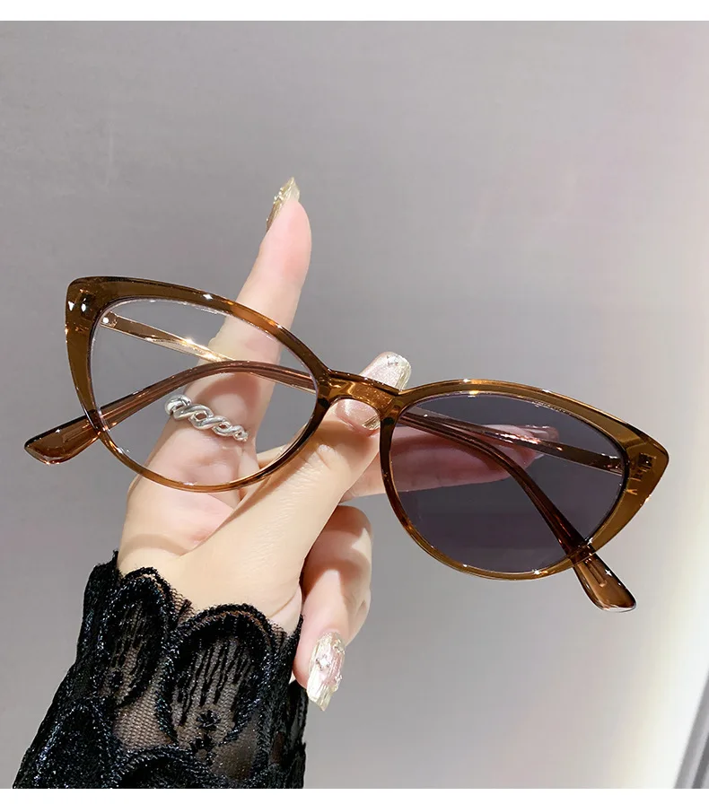 Lichtempfindliche, farbwechselnde Cat-Eye-Brille im Retro-Trend-Stil, nicht-Gesichtsverkleinernde, flache Lichtbrille, hochwertige Myopie-Brille 6105 – Detail 10