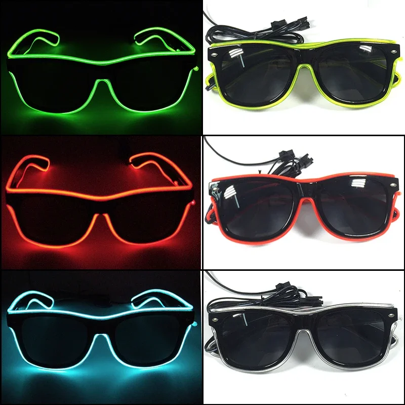 

Novelty Glow Sunglass LED Glasses Light Up EL Flashing Luminous Glasses Wedding Birthday Decoration Glow Party Supplies