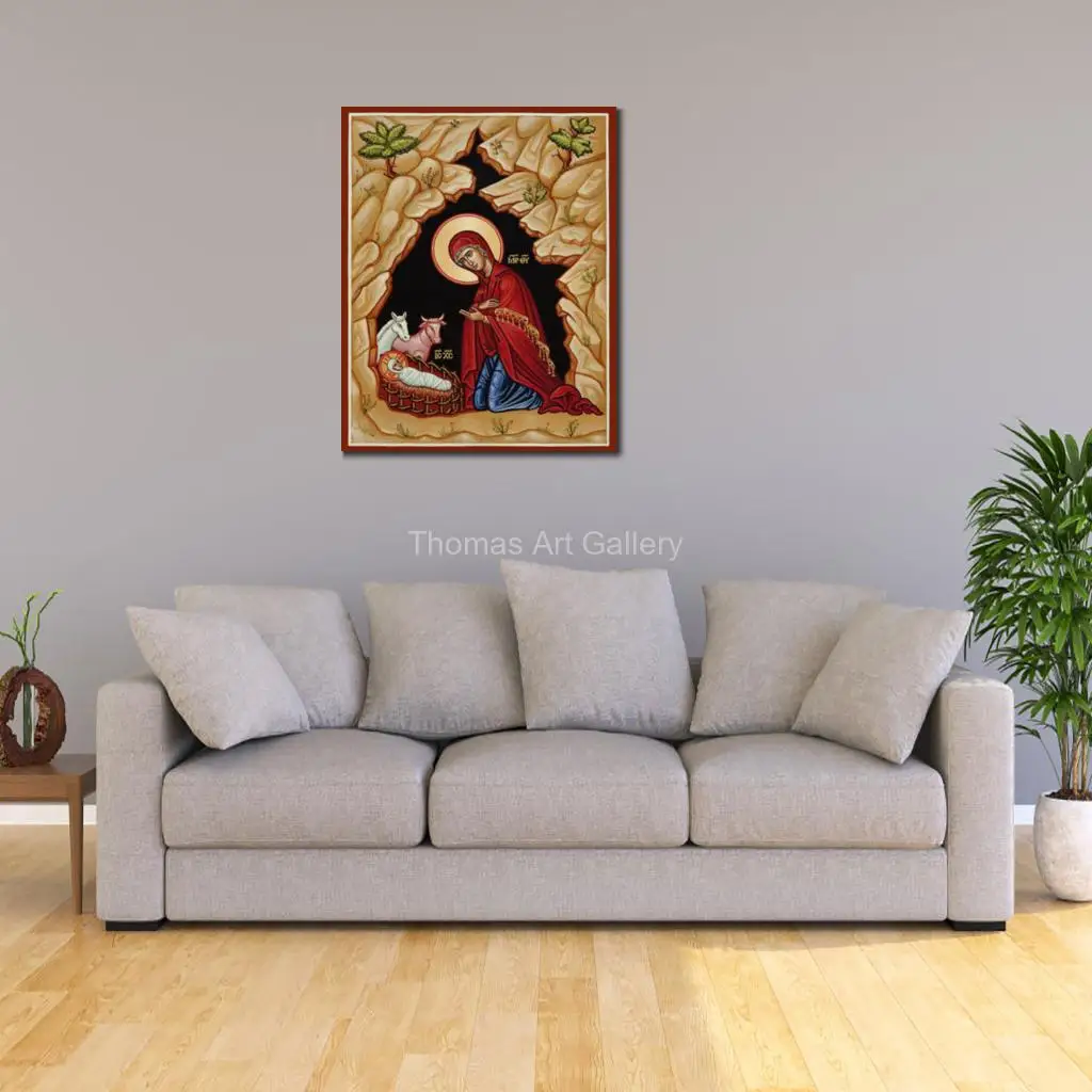 Visitation Icon of Mary & Elizabeth Orthodox Canvas Print The Great Feast Large Byzantine Wall Art for Prayer Room Decor