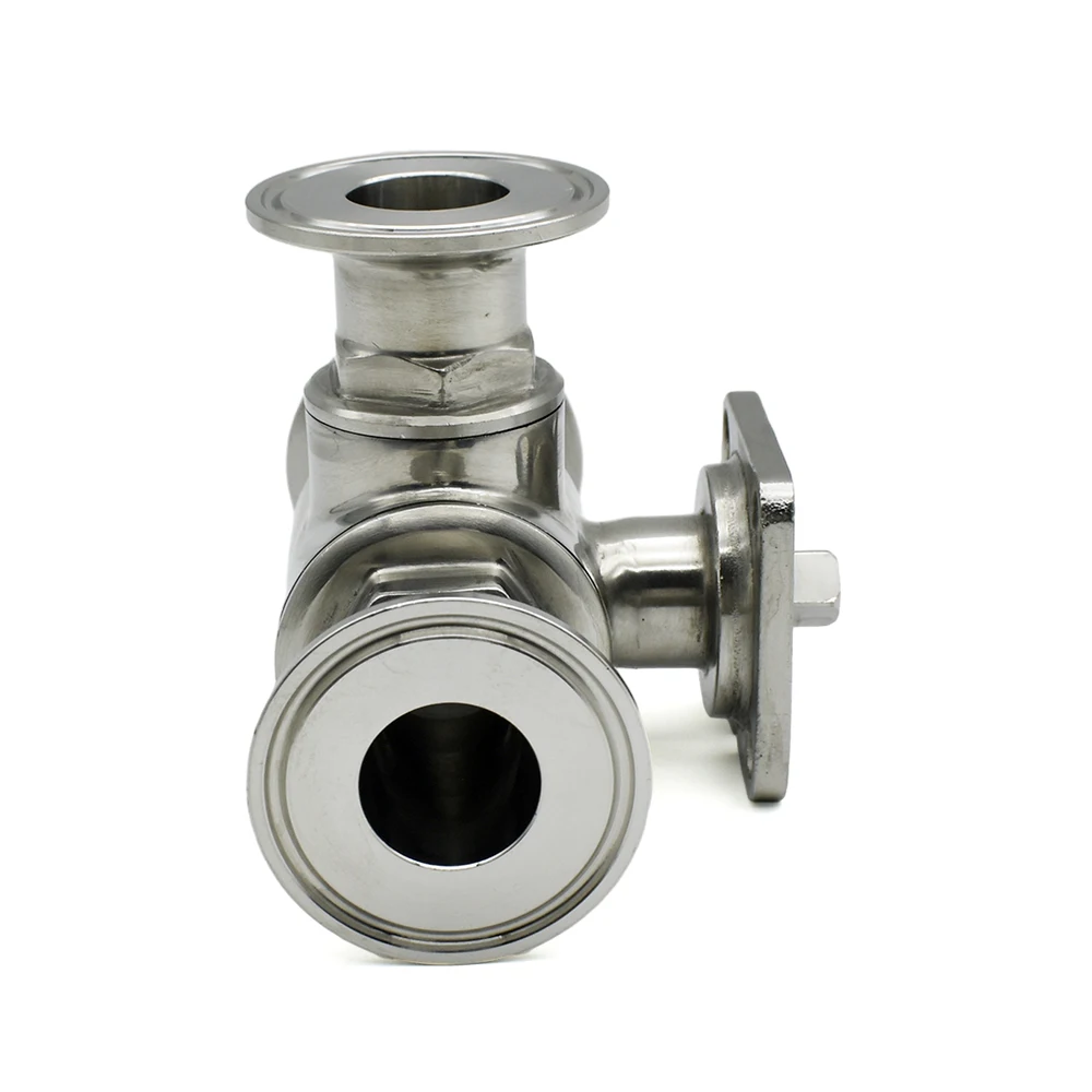 SS304 SS316 Stainless Steel Sanitary T Type L Type ball valve High Platform Clamp Type Fast-mounted  three-way Valve OD19mm-51mm