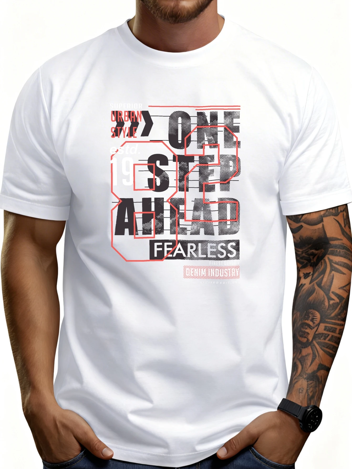 Casual Street Style Men's T-Shirt, Fearless Graphic Design That Sets You Apart, Fashionable Men's Gift for Spring and Summer Wear