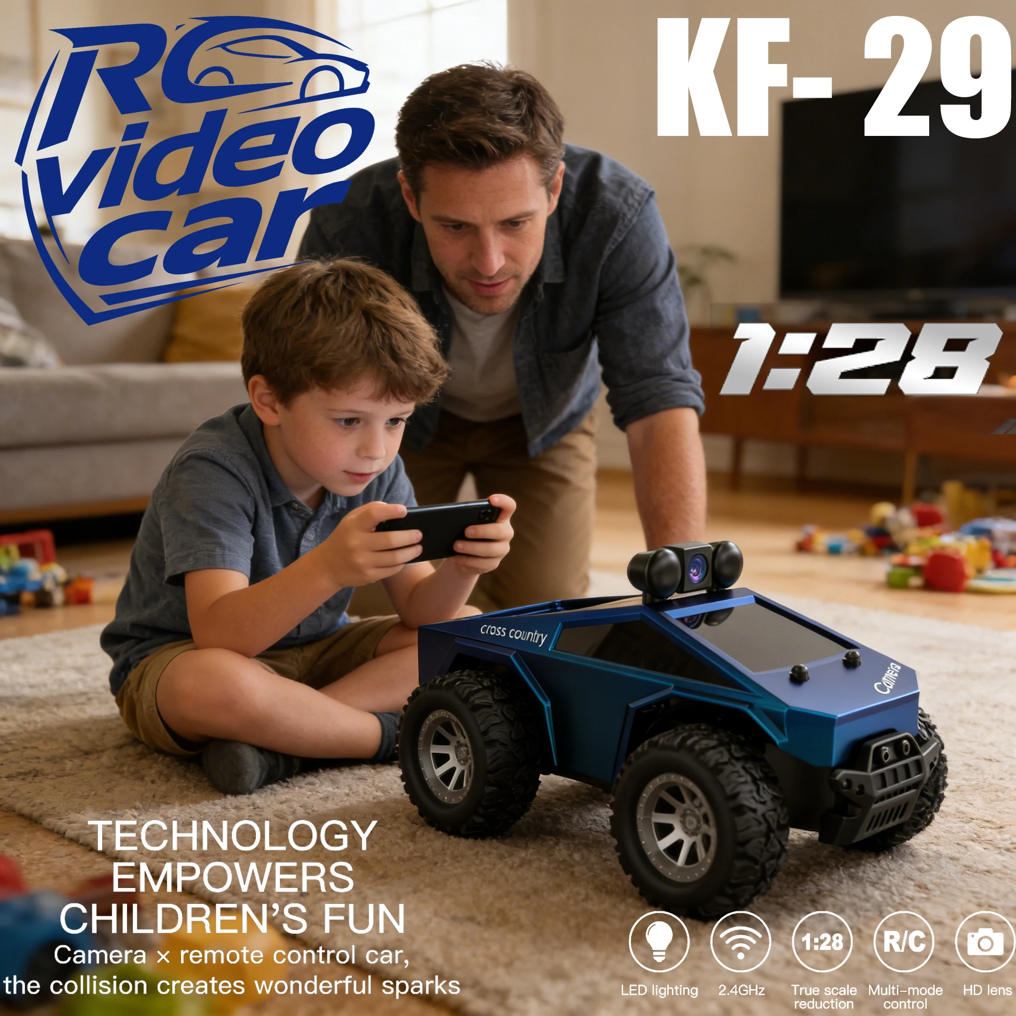 

High Speed FPV RC Monster Truck with Climbing Ability 2.4G Remote Control Car Adjustable HD Camera Waterproof Toy for Adults Kid