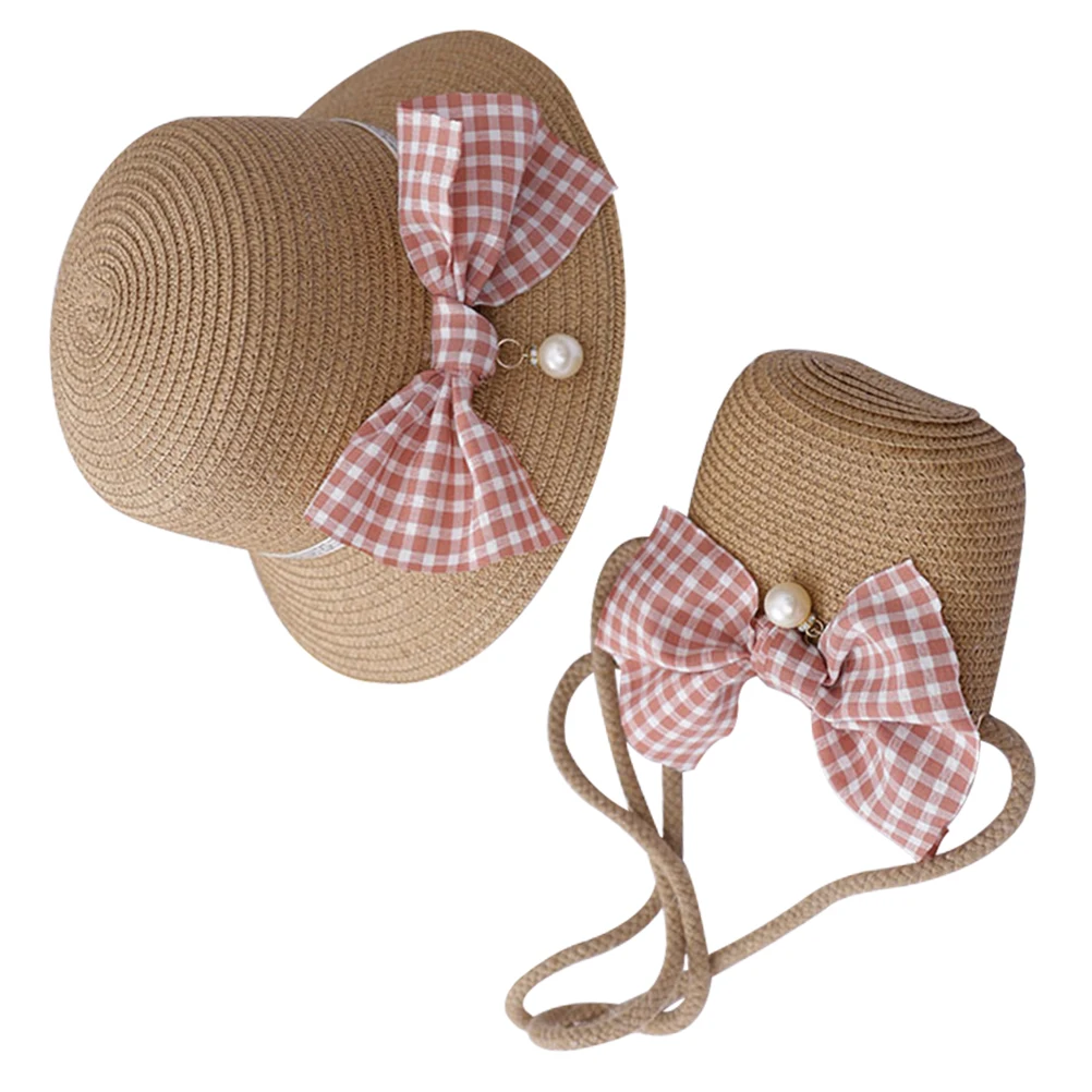 

1 set 1 Set Beach Straw Hat For Kids Women Uv Protection Wide Brim Sun Hat Lightweight Breathable Comfortable Cap Travel
