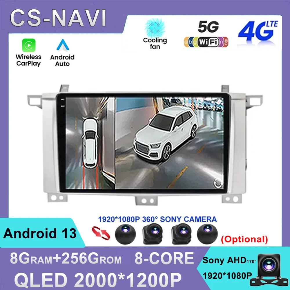 Android13 For Toyota Land Cruiser LC 100 2002 - 2007 For Lexus LX470 J100 2 II 2002 - 2007 Multimedia Player Navigation GPS WIFI