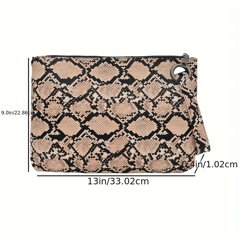 

Niche Snake Skin Pattern Carry On Pouch, Zipper Versatile Bag, Portable Purse