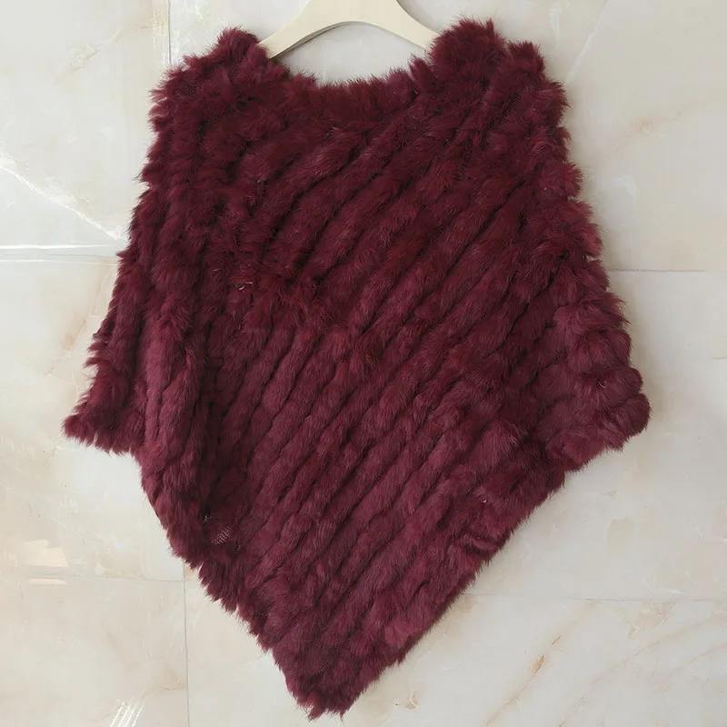 HSPL Fur Poncho 2022 Autumn Real Rabbit Hot Sale Triangle Knitted Women Pullover Lady Pashmina Wrap poncho pele de coelho 2 HSPL Fur Poncho 2022 Autumn Real Rabbit Hot Sale Triangle Knitted Women Pullover Lady Pashmina Wrap poncho pele de coelho 2