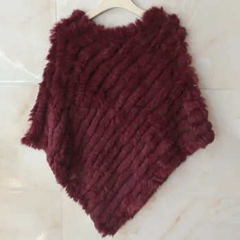 HSPL Fur Poncho 2022 Autumn Real Rabbit Hot Sale Triangle Knitted Women Pullover Lady Pashmina Wrap poncho pele de coelho 2 HSPL Fur Poncho 2022 Autumn Real Rabbit Hot Sale Triangle Knitted Women Pullover Lady Pashmina Wrap poncho pele de coelho 2