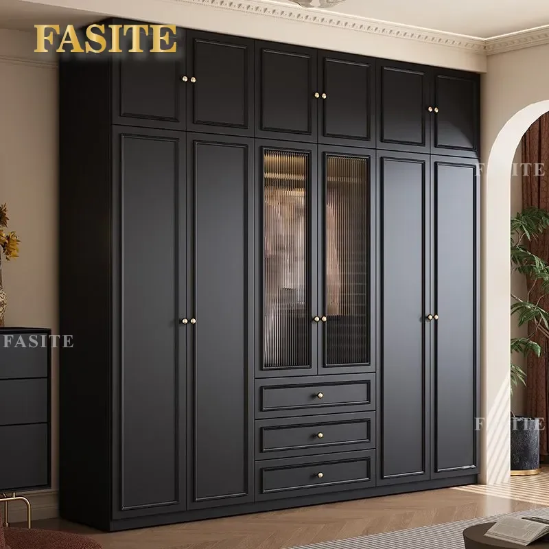 for Medieval Wardrobe Black Cabinet Household Bedroom Small Apartment Modern Simple Side Cabinet Top Cabinet American Style