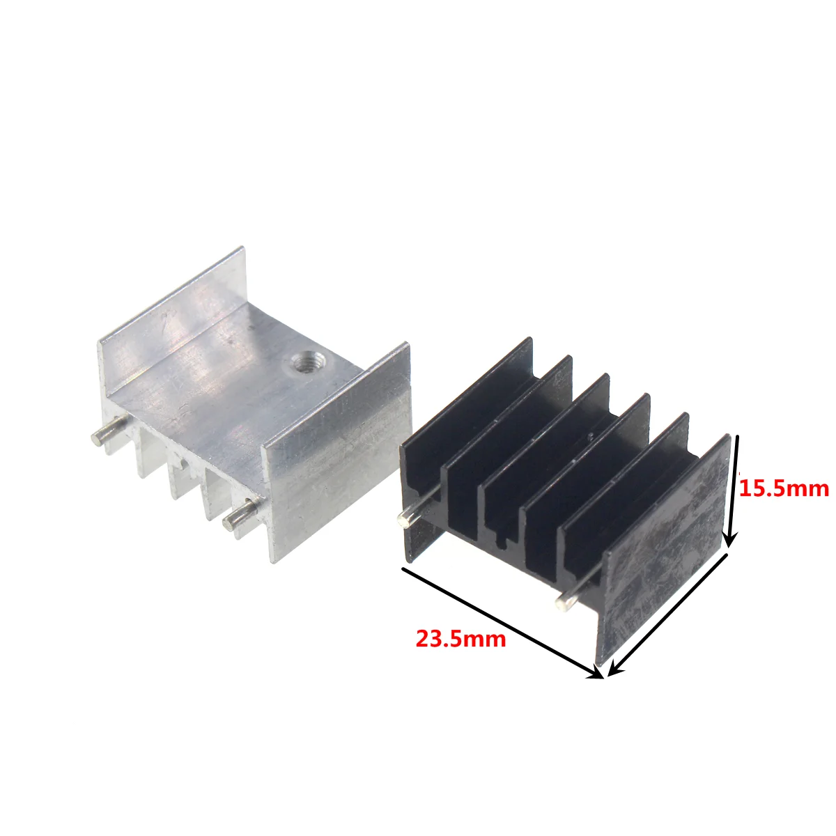 Disipador térmico de 10 piezas, radiador de aleta de refrigeración de aluminio, 23,5x15,5x20, doble 2 pines, 2 agujas mm, 23,5x15,5x40mm