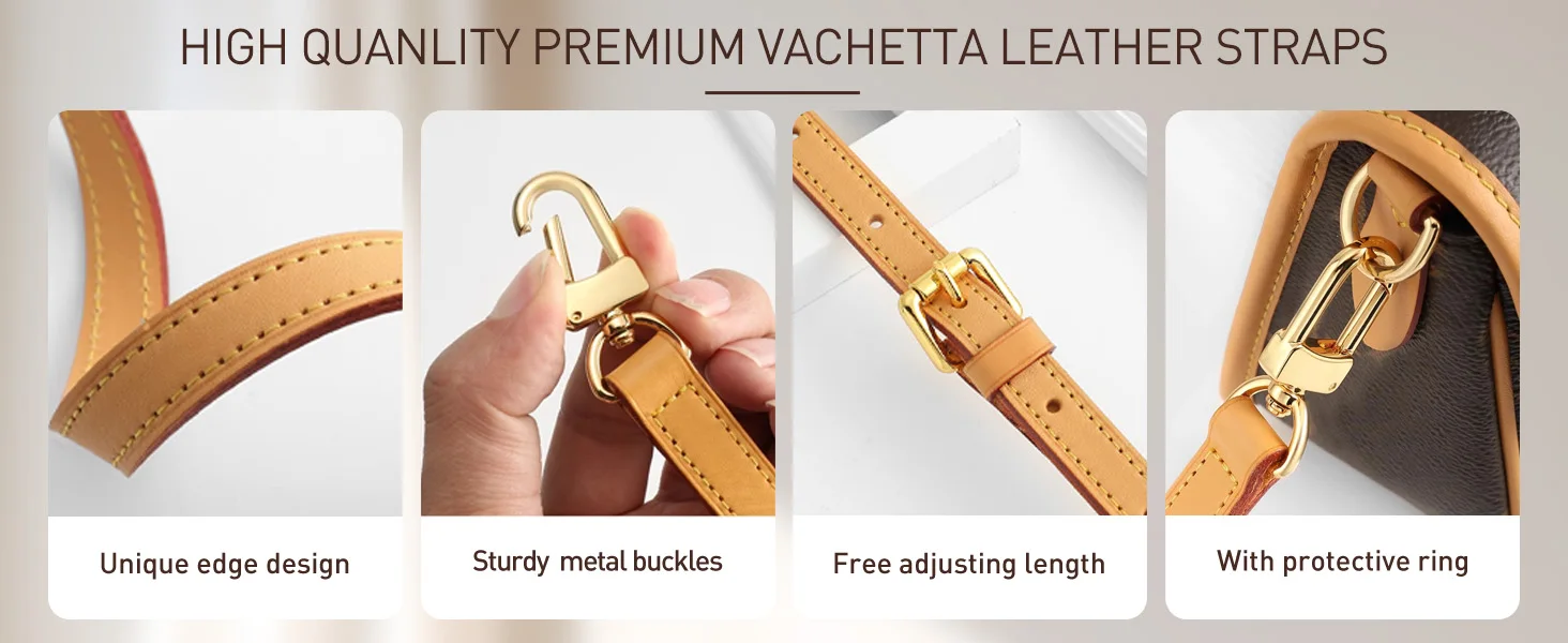Adjustable Vachetta Leather Replacement Strap For Speedy 25 30 35 Handbag Crossbody Shoulder Strap Cowhide Bag Accessories