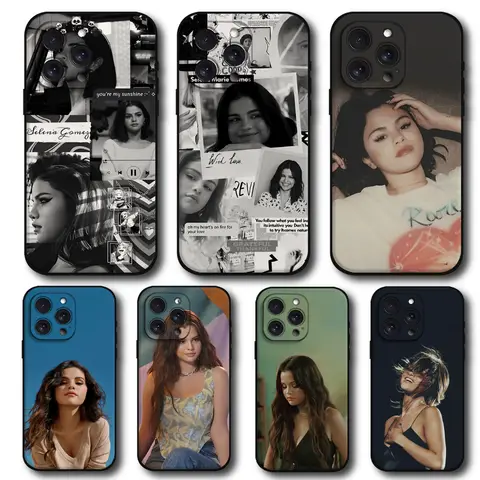 Cantor Selena Gomez Capa de telefone para iPhone 16 15 11 13 14 Pro Max 7 8 Plus X Xr Xs Max 12mini Capa preta
