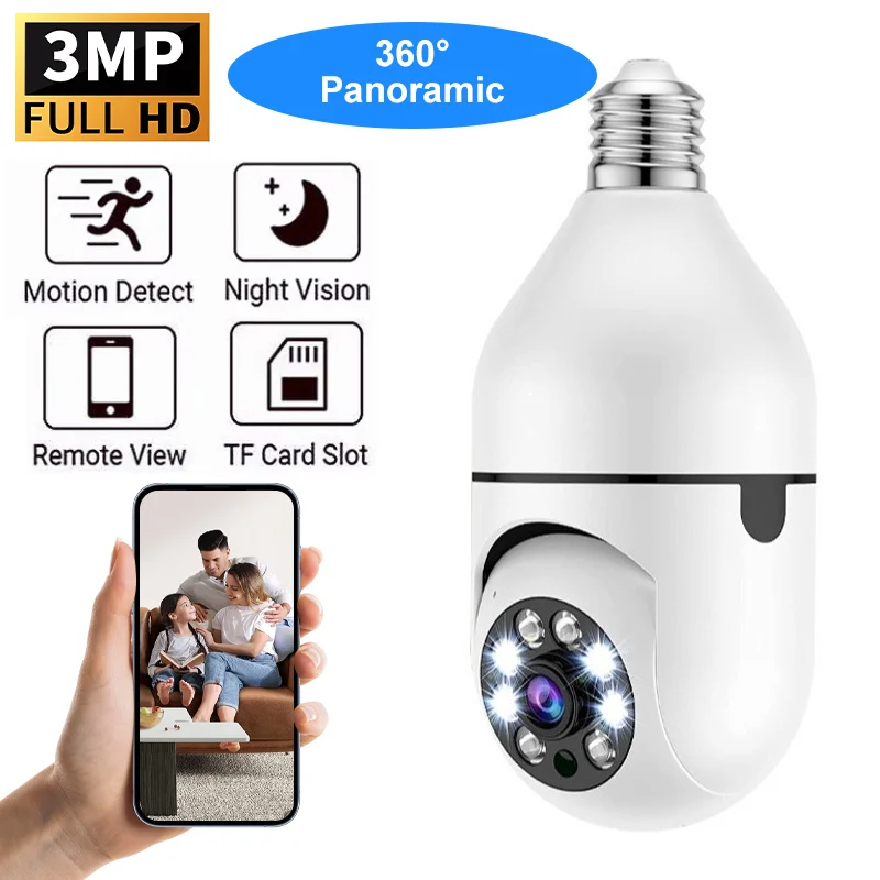 

1080P Wi-Fi 3-мегапиксельная лампа, камера наблюдения, внутренняя, наружная, внутренняя, монитор безопасности, беспроводная Wi-Fi камера, аудио IP-камера ночного видения