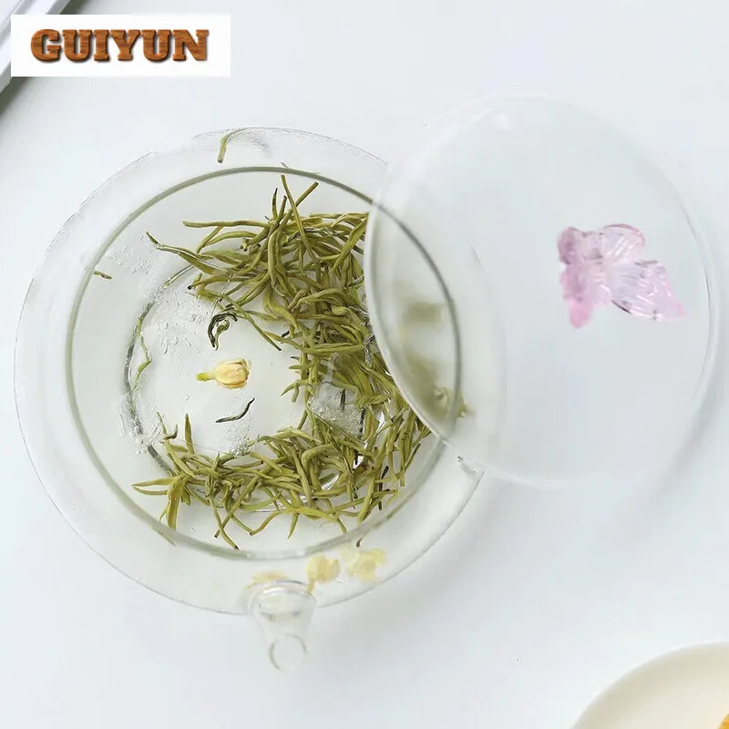 380ml Japanese Butterfly Dance Glass Teapot Cold Ice Water Tea Brewing Pot Green Teapot for Infusions Tea Kettle Kung Fu Teaset view 5