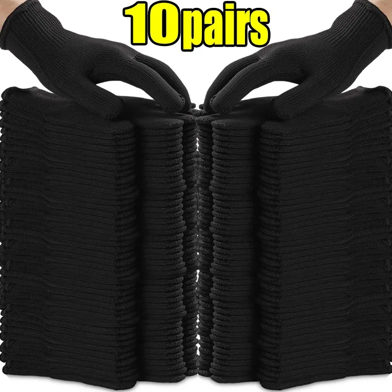 

3/9 пар износостойких и грязеотталкивающих нейлоновых перчаток с черной хлопчатобумажной нитью для охраны труда и защиты труда