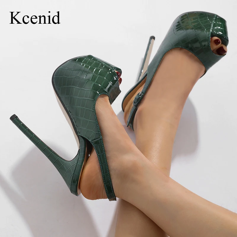 

Kcenid Summer Platform Shoes Woman Sexy 16CM Stilettos High Heels Sandals Women Peep Toe Back Strap Sandals Party Wedding Shoes