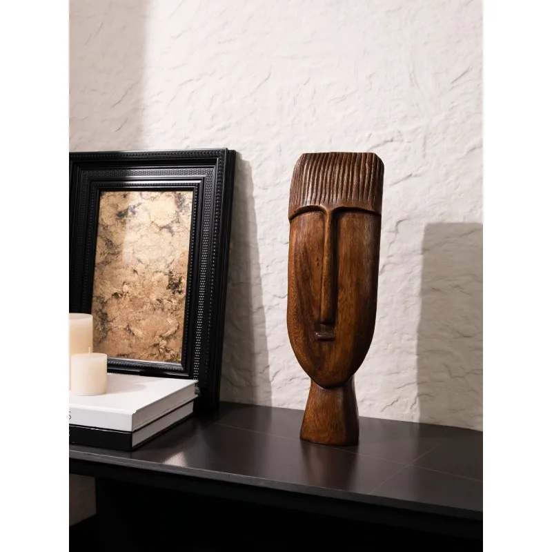 Nordic American country desktop decoration creative ornament handmade solid wood carving portrait