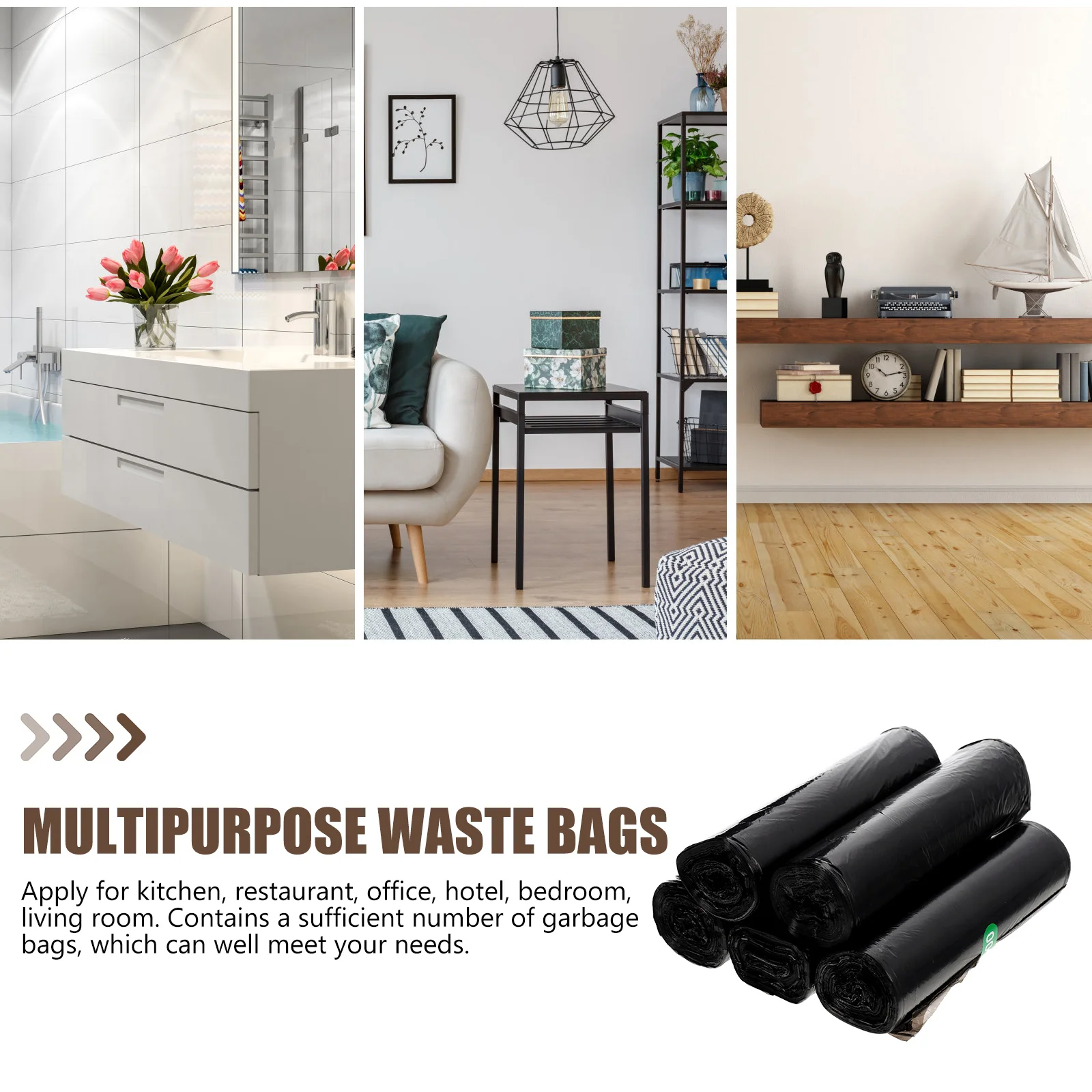 5 Rolls Toilet Trash Bag Thickened Garbage Bags Liner Bathroom Black Kitchen Pe for Living Material