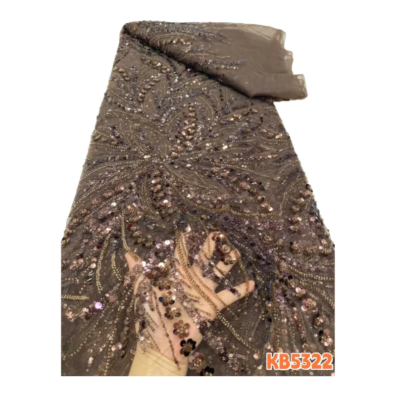 

Роскошные кружева со скидкой: 5 ярдов, Дубай, зеленое кружево с пайетками, фиолетовое сиреневое кружево с бисером, вышитое кружево для шитья KB5322