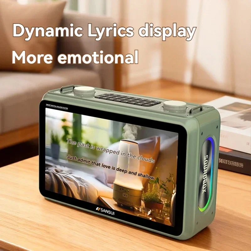 SANSUI K116 80W High-power Bluetooth Speaker 14.1-inch High-definition Touch Screen Video Karaoke Speaker with Dual Microphones