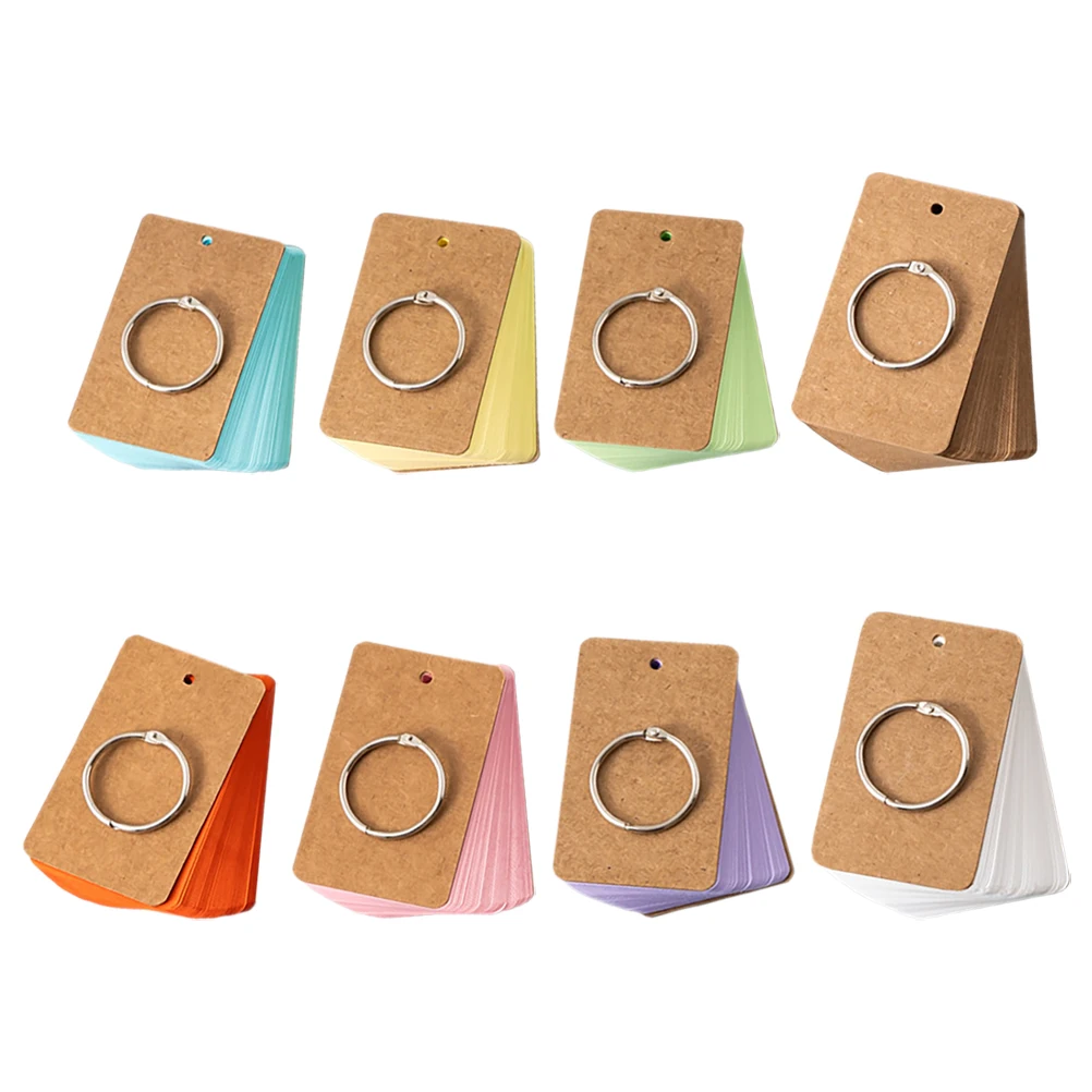 

8 Books 5cmx9cm Multi Color Blank Learning Portable Notepads Binding Rings Portable Note Cards Flash Cards Study Notepads