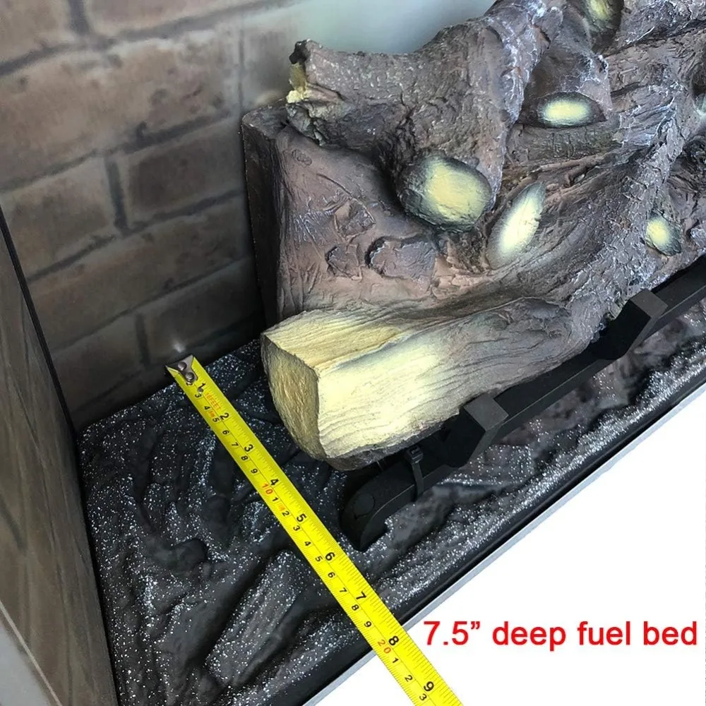 Insert de cheminée électrique occidentale avec son craquelé, télécommande, 750/1500W, noir, 33 1/16 pouces de large, 259/16