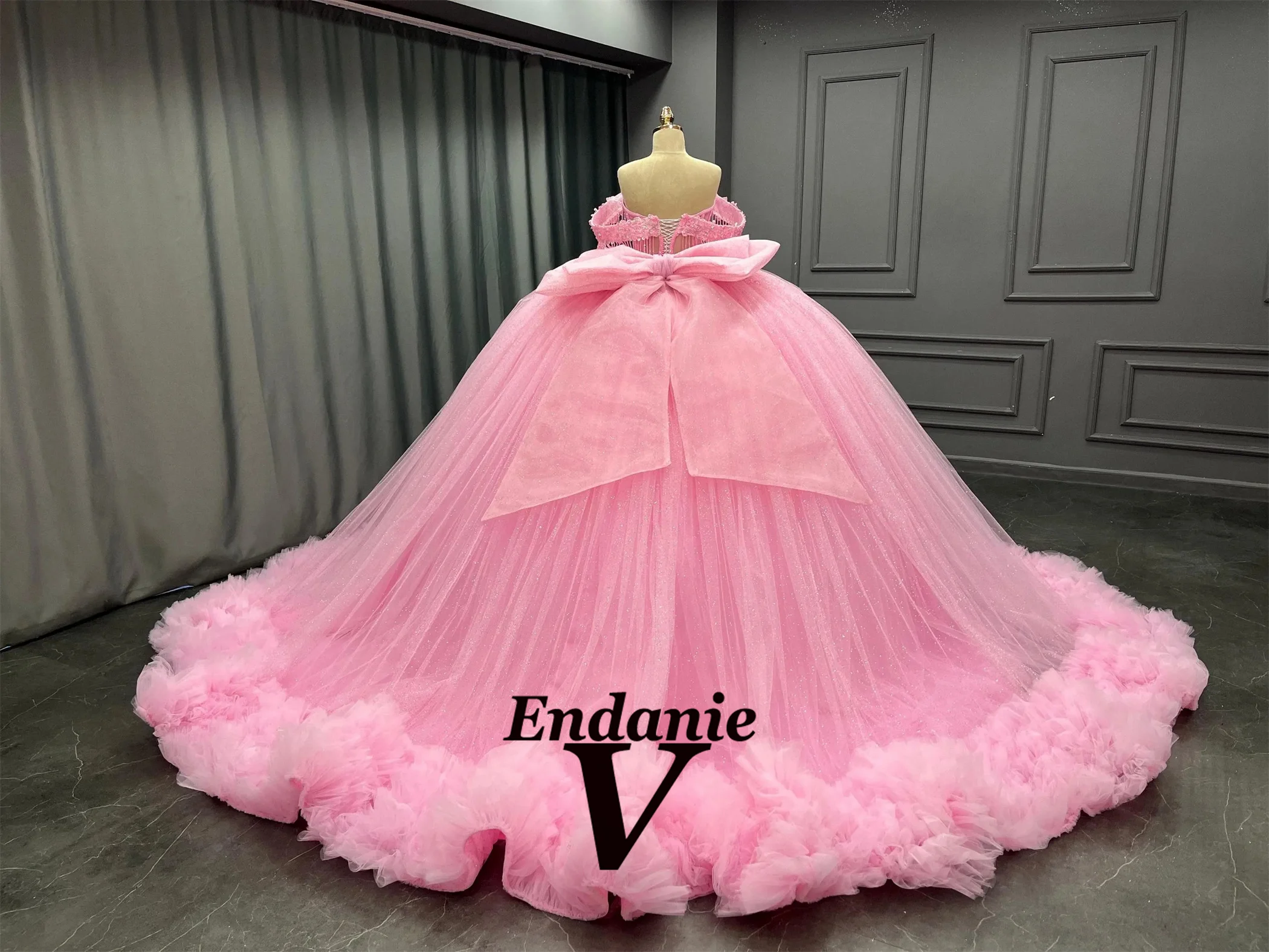 Vendanie clássico quinceanera vestido para meninas bowknot fora do ombro apliques lantejoulas vestidos para quinceanera personalizado