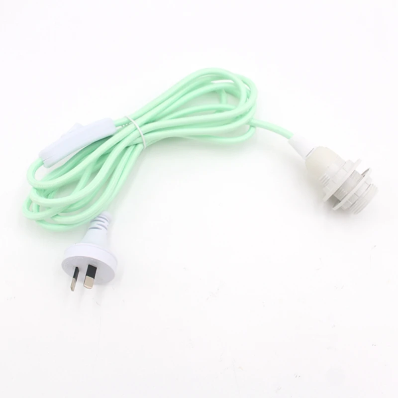 التيار المتناوب 240 فولت الاتحاد الافريقي التوصيل سلك الطاقة القماش مضفر كابل مع مفتاح مضمنة E14 حامل المصباح تركيبات #3