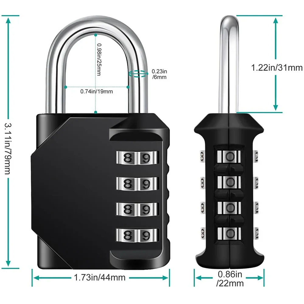 4 Digit Locker Padlocks Combination Padlocks 2 and 1 Pack Padlocks for Gym School Luggage Metal Outdoor Shed Home Security Lock