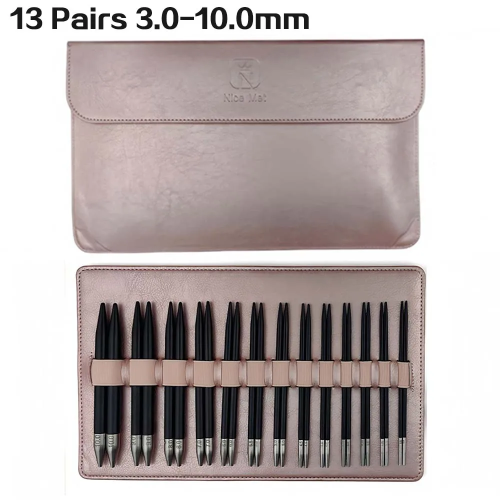 

13 Pairs Interchangeable Circular Knitting Needles Set 3.0-10.0mm 13cm Ebony wood Handicrafts Sewing Needle Woven DIY Tool