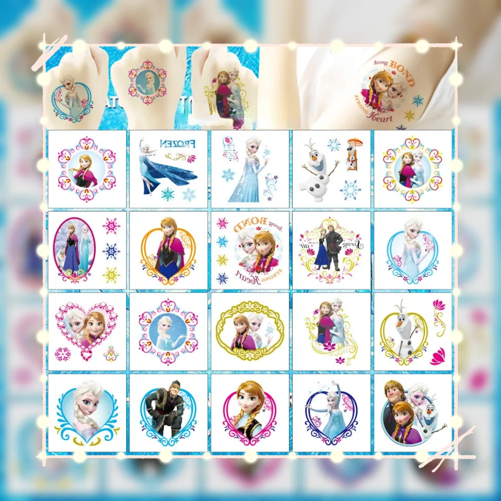 20 шт., милые детские наклейки с татуировкой «Холодное сердце Эльзы», наклейки на кожу ноутбука для детей