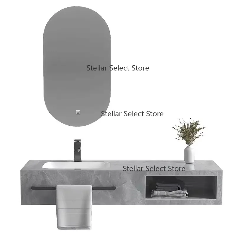 

Modern Style Suspended Marble Bathroom Vanity Hotel Suitable for Wall-mounted Burning Stone Wash Basin Cabinet