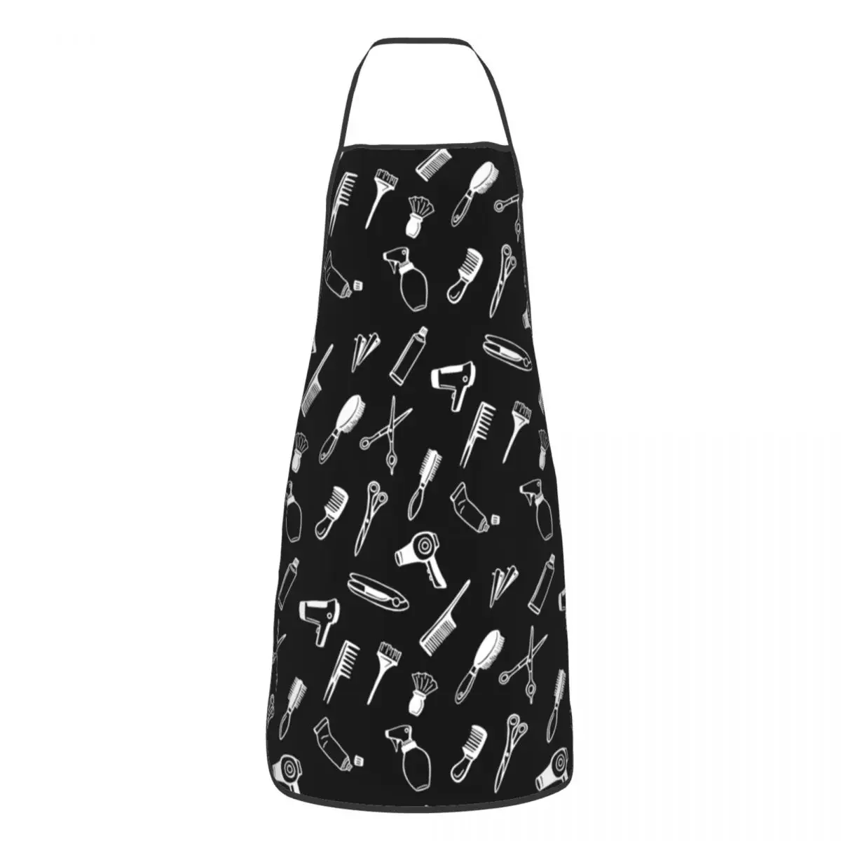 Hairdresser Hairstylist Theme Pattern Aprons Women Men Scissors Comb Brush Adult Kitchen Chef Bib Tablier Cuisine Cooking Baking