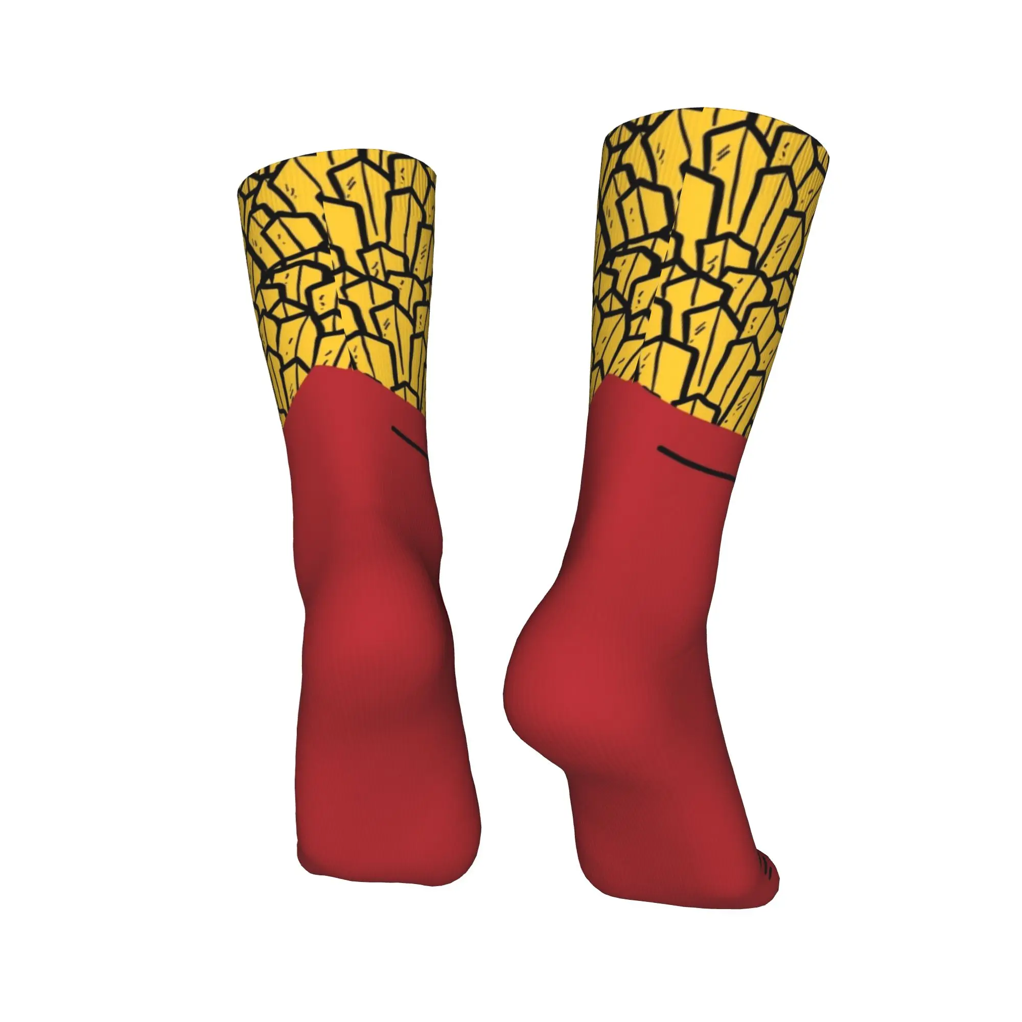 Medias divertidas Calcetines divertidos con diseño de patatas fritas de hip-hop Mujeres Hombres Calcetines cálidos y suaves para monopatín