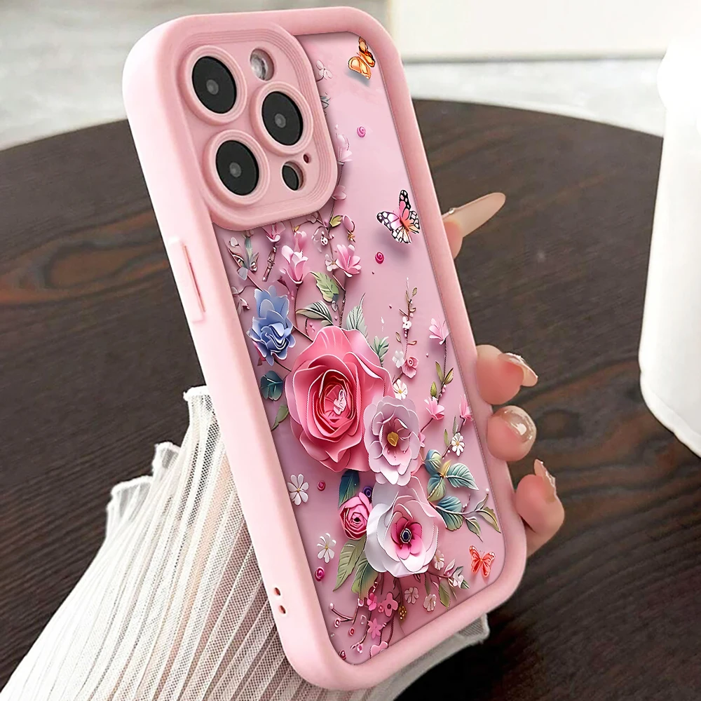 Luxus-Schutzhülle mit Riemen für iPhone 17 15 16 14 Pro Max Plus Hüllen Coquet Blumenmuster für iPhone 13 11 12 XR 7 mit Lanyard-Abdeckung – Detail 5