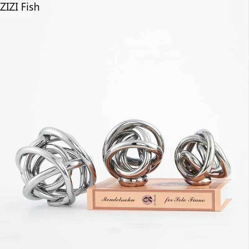 

Transparent Glass Clinch Knot Statue Irregular Hemp Rope Abstract Crafts Ornaments Room Aesthetics Decor Artwork Sculpture