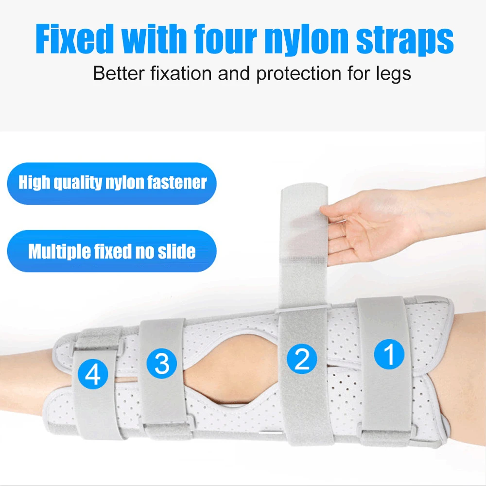 1Pcs 3-Panel Knee Immobilizer Full Leg Support Brace Aluminum Alloy Straight Knee Splint for Knee Fracture ACL MCL Meniscus Tear