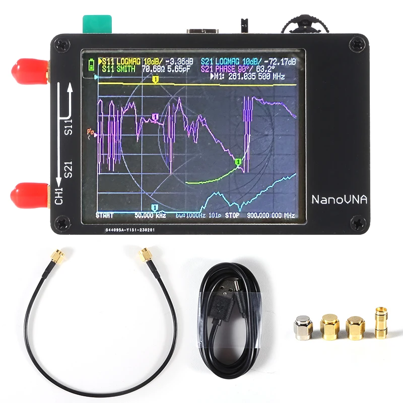 Metal Shield + battery NanoVNA VNA Vector network analyzer 50KHz-900MHz  touch screen Shortwave MF HF VHF UHF Antenna Analyzer