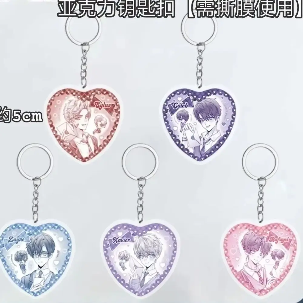 

Anime Love and Deepspace Caleb Sylus Xavier Zayne Rafayel Figure Heart-shaped Acrylic Keychain Backpack Pendant Adorn Gift