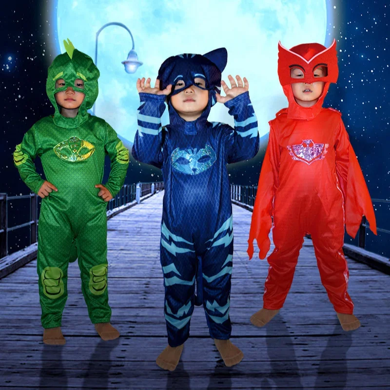 Blue pajama boy and girl cat dog boy Anime hero costume with mask cosplay child Halloween birthday party kids gift