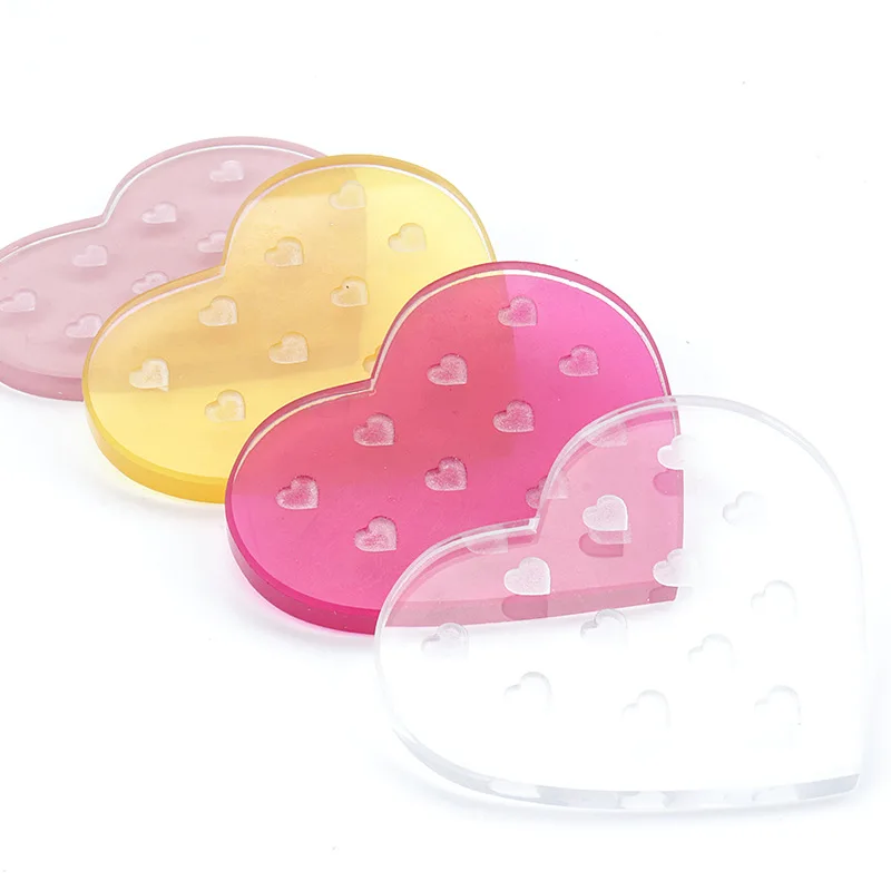 1Pc Heart Shaped Glass False Eyelash Stand Glue Holder Pad Eyelashes Extension Adhesive Pallet Paste Glue Pad Makeup Supplies