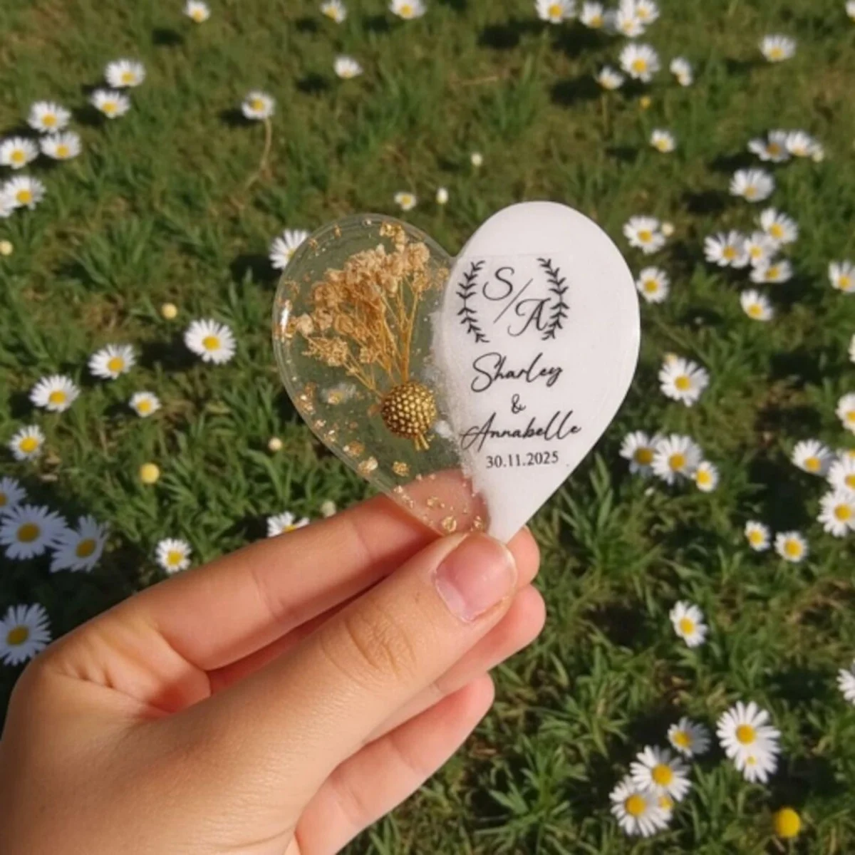 

Personalized Heart Epoxy Magnet | Wedding, Baptism, Baby Shower Favor