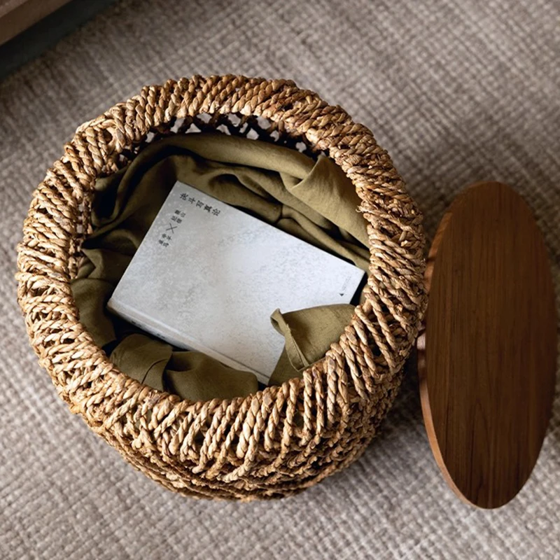 Nordic High-End Rattan Coffee Table - Designer Round Living Room Center Tea Table | Creative Solid Wood Home Furniture FYCT