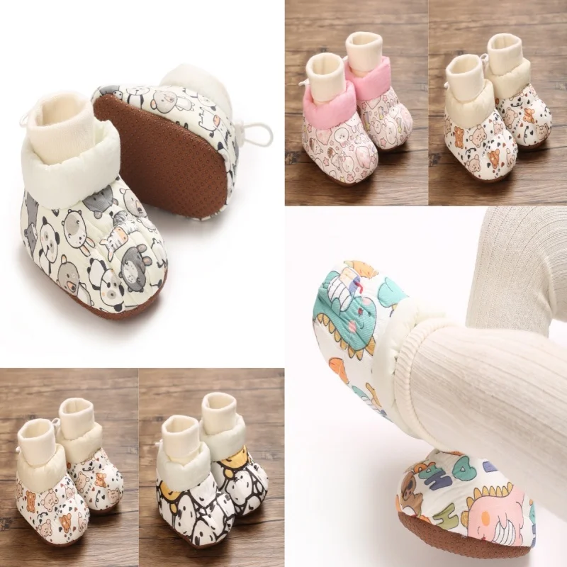 

Cotton Socks Shoes Baby Cute Cartoon Pattern Soft Winter Shoes 0-18M Newborn Baby Socks Children's Floor Preschool Girls' First