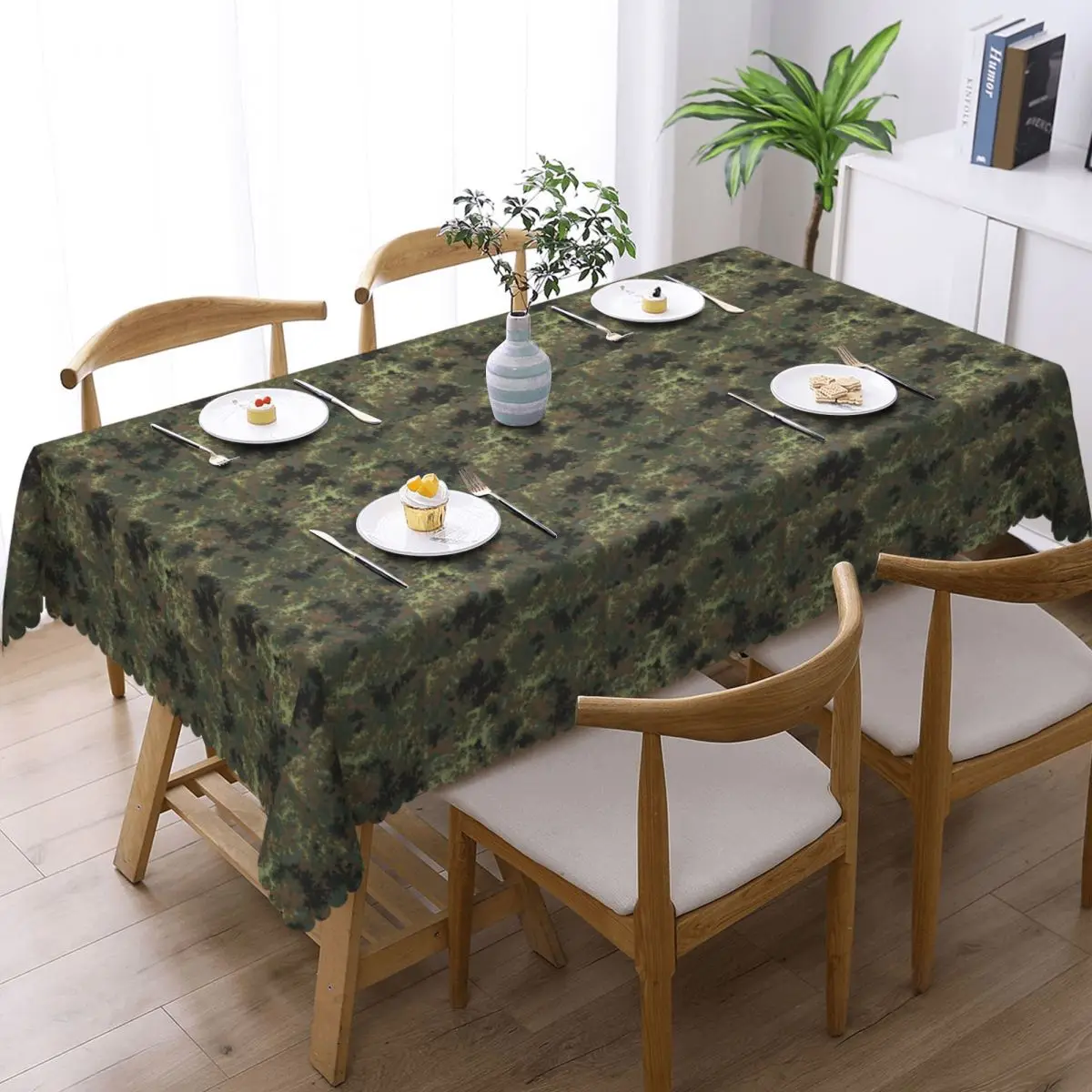 Splintertarn German WW2 Camouflage Army Military Camo Custom Rectangular Tablecloth Table Cover for Decorations Table Cloth