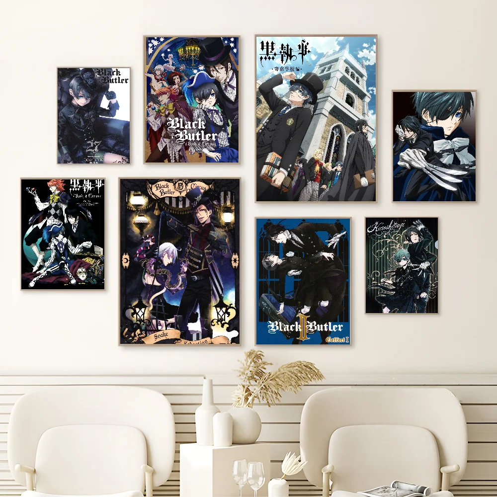 Black Butler Anime Posters Sticky Decoracion Painting Wall Art White Kraft Paper Wall Decor