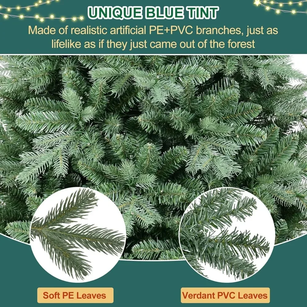 7 ft künstlicher dünner Weihnachts baum, unbeleuchteter blauer Fichten schlanker Bleistift-Weihnachts baum mit pe & pvc gemischten Zweig spitzen,