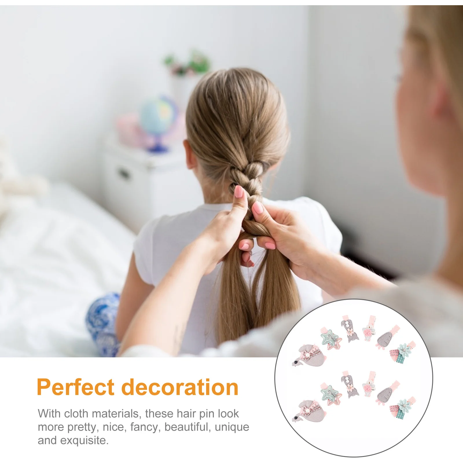 

12Pcs Fabric Baby Hair Clips Cute Cartoon Barrettes Kids Hairpin Birthday Party Children's Day Decorative Ponytail Hairpins