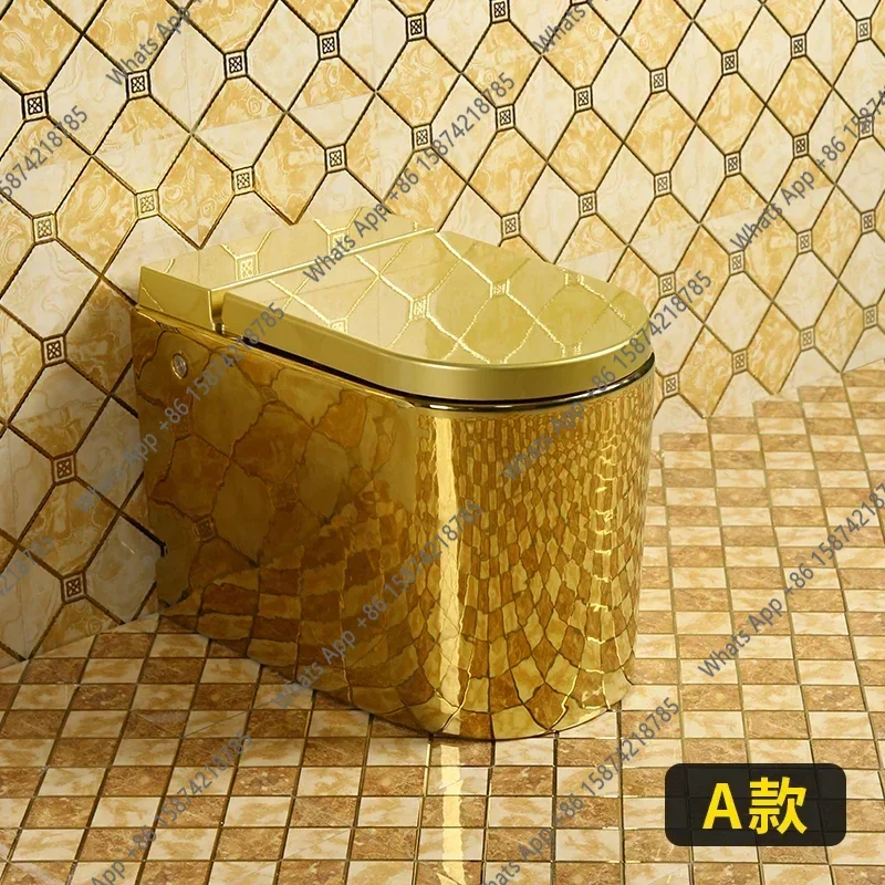 

style golden pulse toilet, luxurious water-saving, no water tank toilet, creative tycoon golden toilet, color toilet