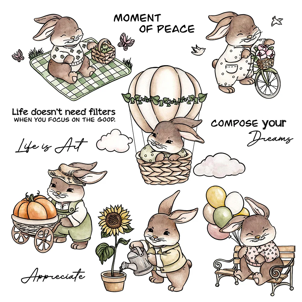 Mangocraft Easter Series Rabbits Life Clear Stamp DIY Scrapbooking Supplies Silicone Stamp For Card Making Albums Crafts Decor