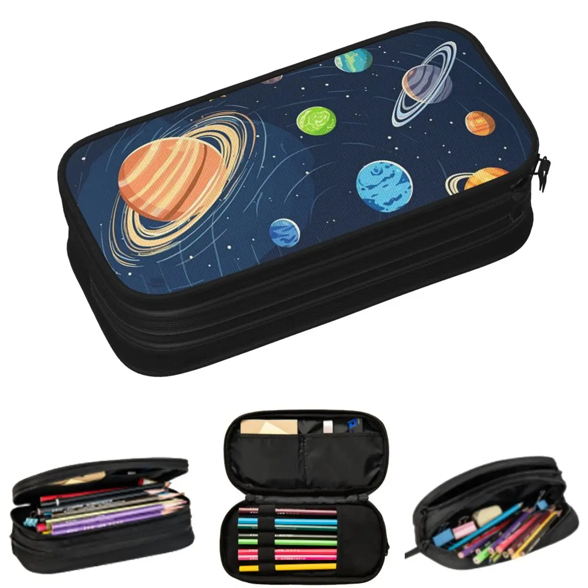 Solar System Space Planets Universe Pencil Cases for Student Gifts Pen Box Pencil Bag Big Capacity Pencil Pouch